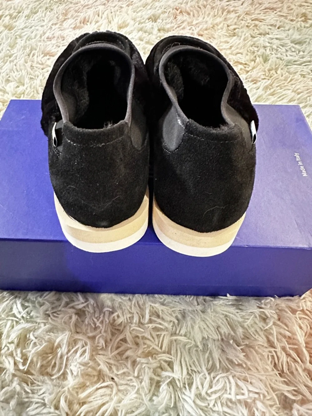 NWT P448 Bubble Black Shearling Sneakers Size 37
